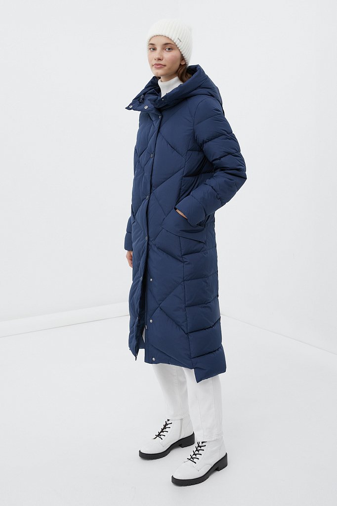 Пуховое пальто женское с капюшоном, Модель FWB11066, Фото №3
