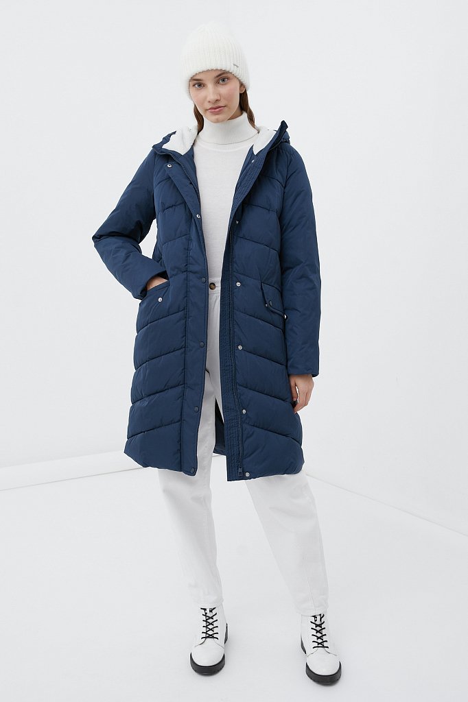 Утепленное пальто женское с капюшоном, Модель FWB11074, Фото №2