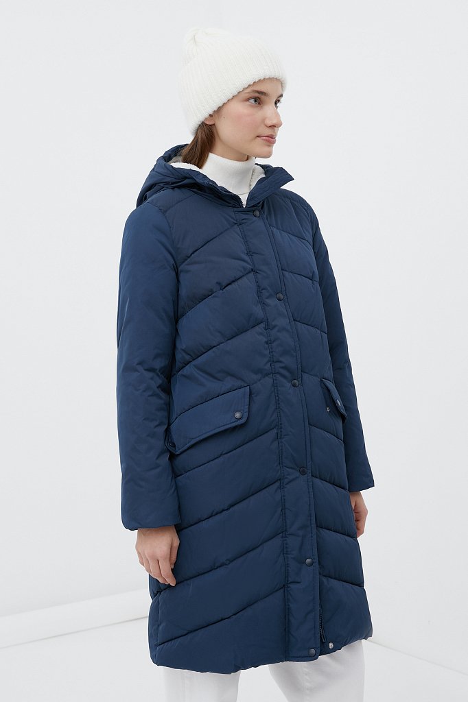 Утепленное пальто женское с капюшоном, Модель FWB11074, Фото №3