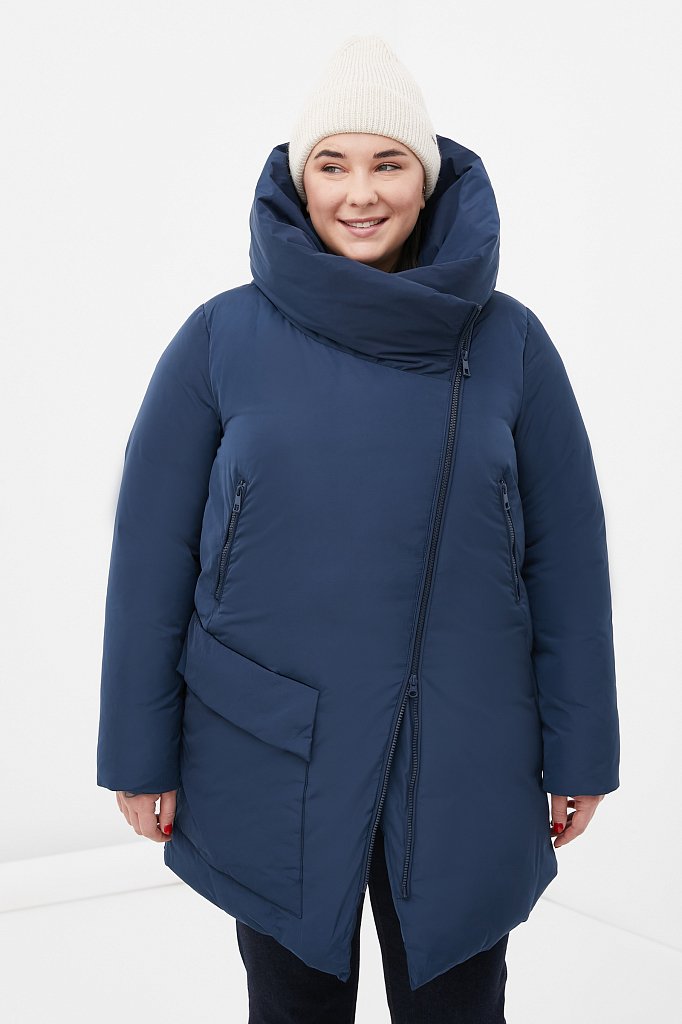 Пуховое пальто женское с капюшоном, Модель FWB160135, Фото №1