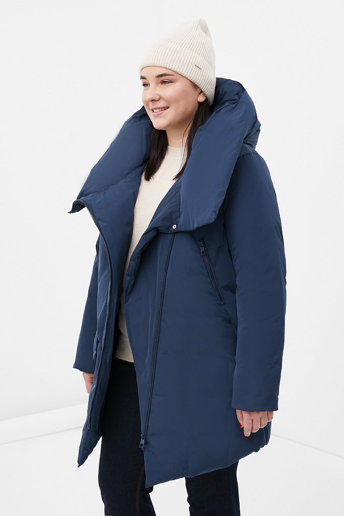 Пуховое пальто женское с капюшоном, Модель FWB160135, Фото №3