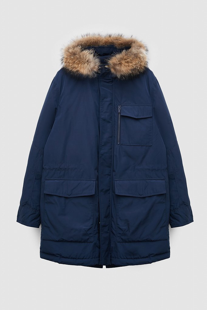 Пуховое пальто мужское с мехом, Модель FWB21018, Фото №8