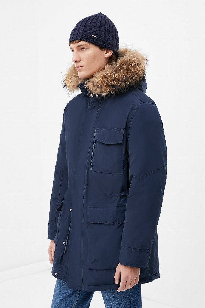Пуховое пальто мужское с мехом, Модель FWB21018, Фото №3