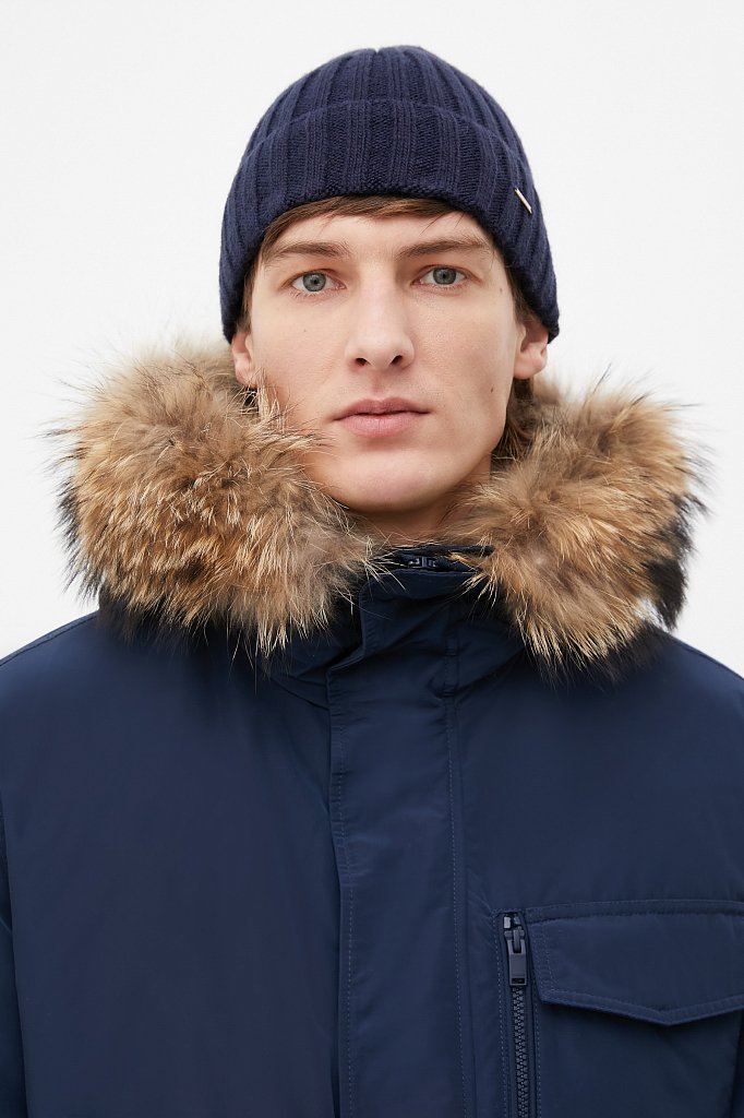 Пуховое пальто мужское с мехом, Модель FWB21018, Фото №6