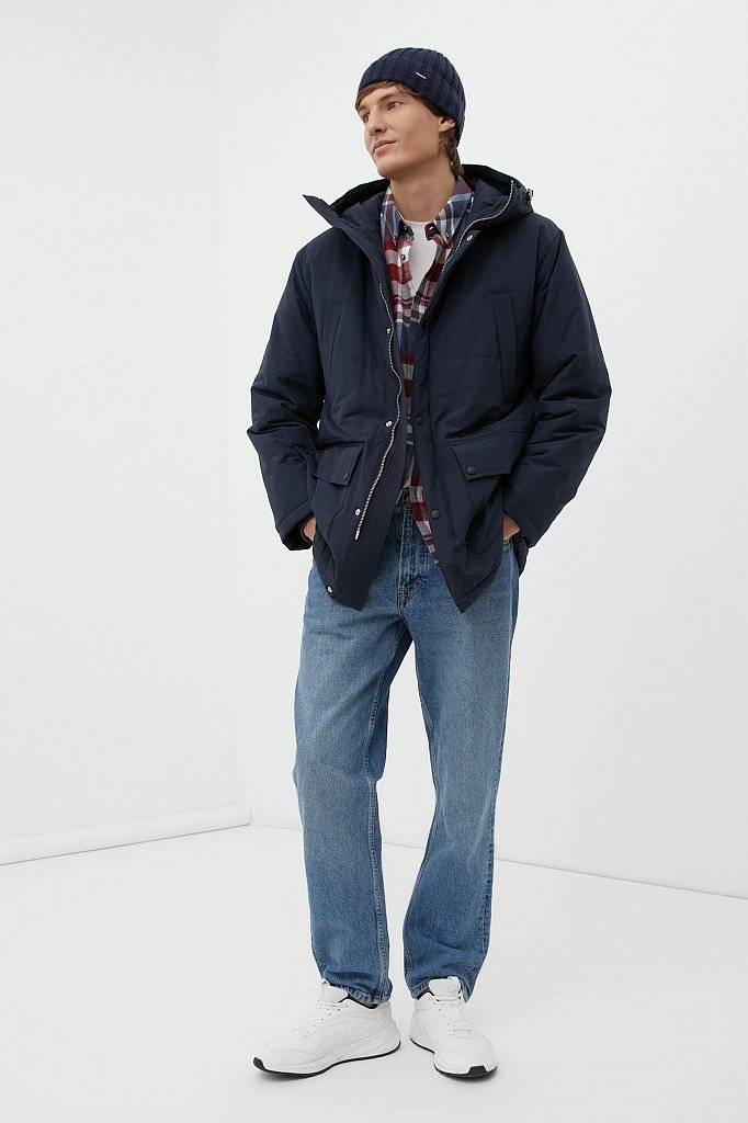 Утепленное полупальто мужское с капюшоном, Модель FWB21071, Фото №2