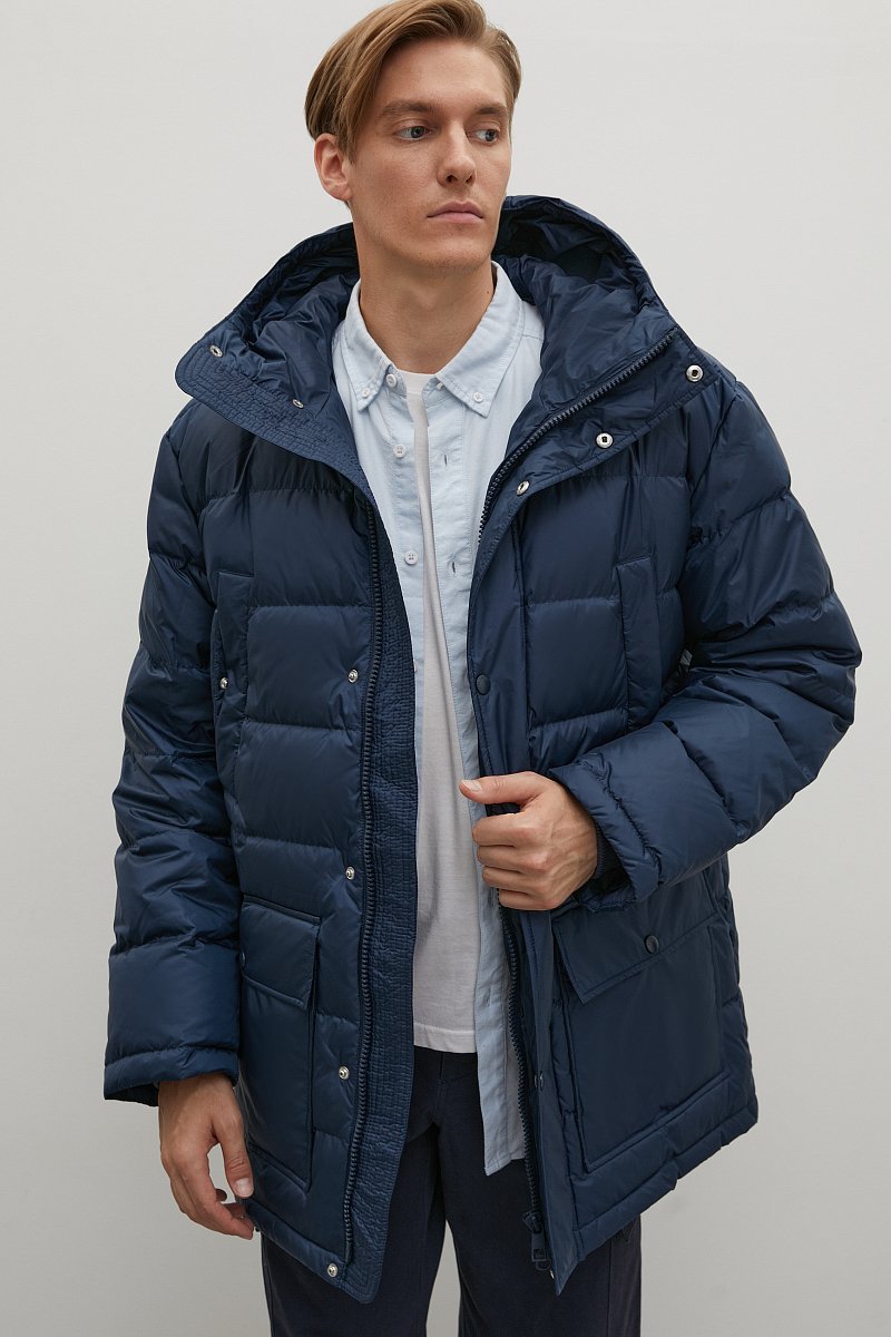 Пуховое пальто с капюшоном, Модель FWB21072, Фото №1
