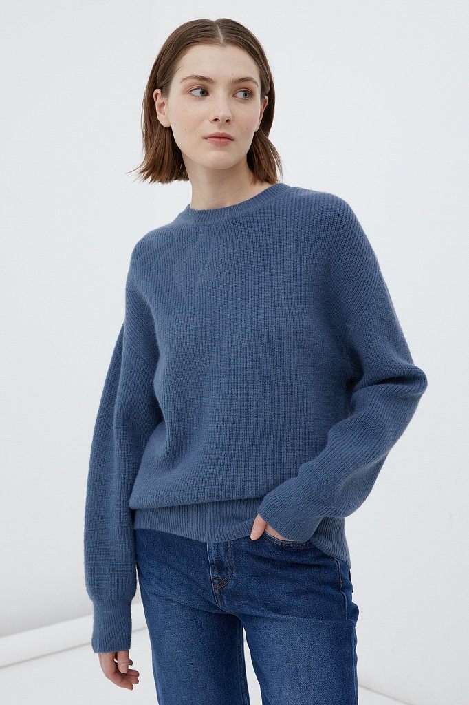 Трикотажный джемпер oversize силуэта, Модель FWB11114, Фото №1