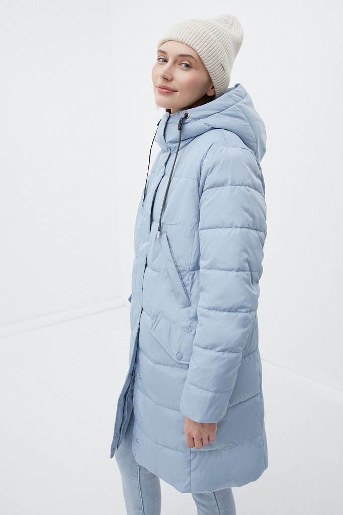 Утепленное пальто женское с капюшоном, Модель FWB11068, Фото №3