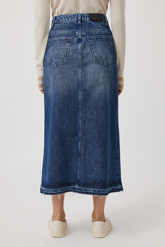 Джинсовая юбка женская миди с разрезом, Модель FWB55001, Фото №4