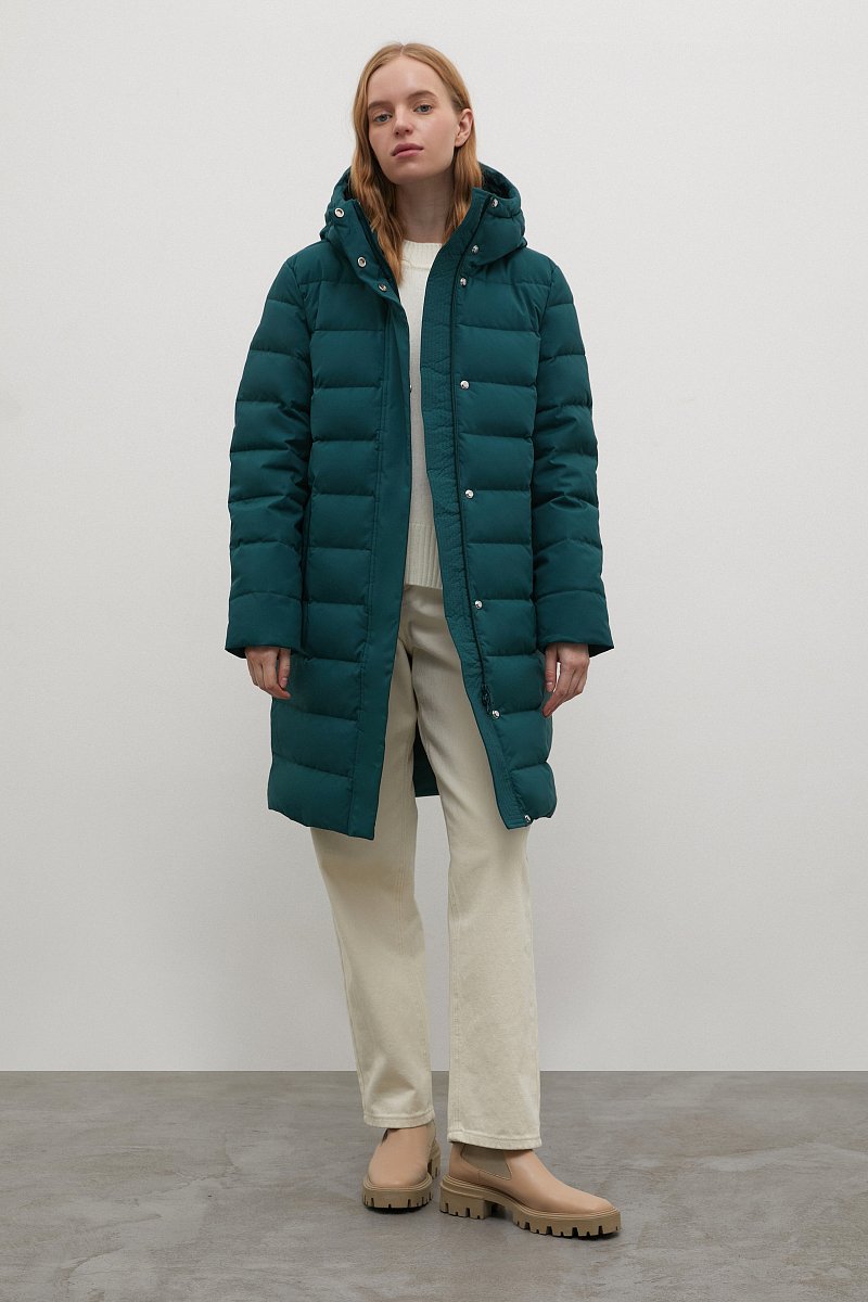Пуховое пальто женское с капюшоном, Модель FWB110122, Фото №2