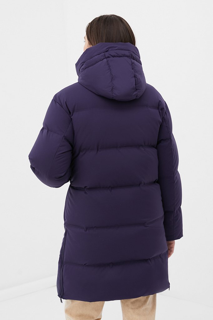 Пуховое пальто женское прямого кроя с капюшоном, Модель FWB110101, Фото №5