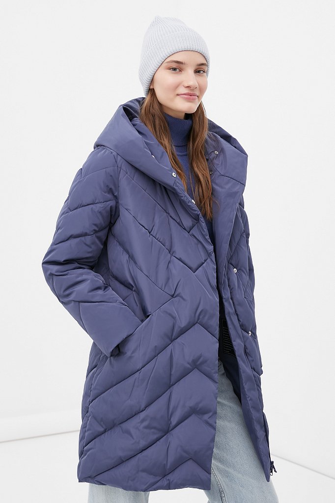 Утепленное пальто женское с капюшоном, Модель FWB110123, Фото №3