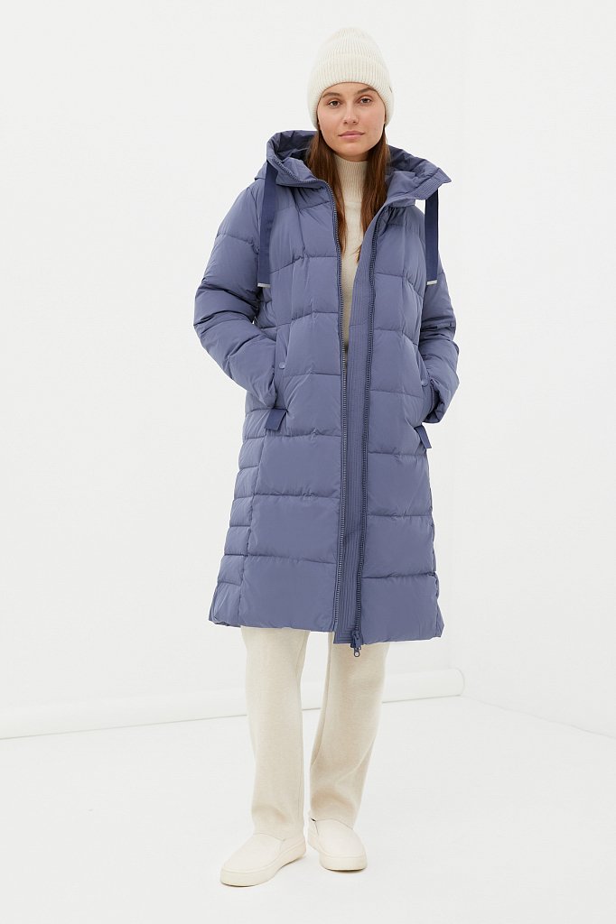 Пуховое пальто женское с капюшоном, Модель FWB110141, Фото №2