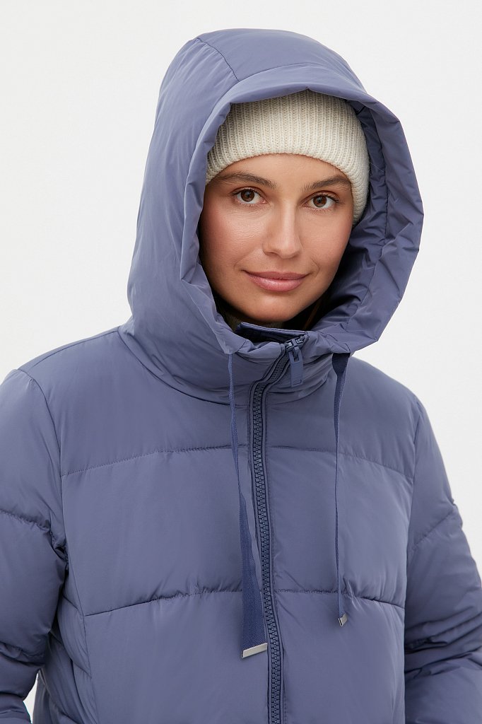 Пуховое пальто женское с капюшоном, Модель FWB110141, Фото №6