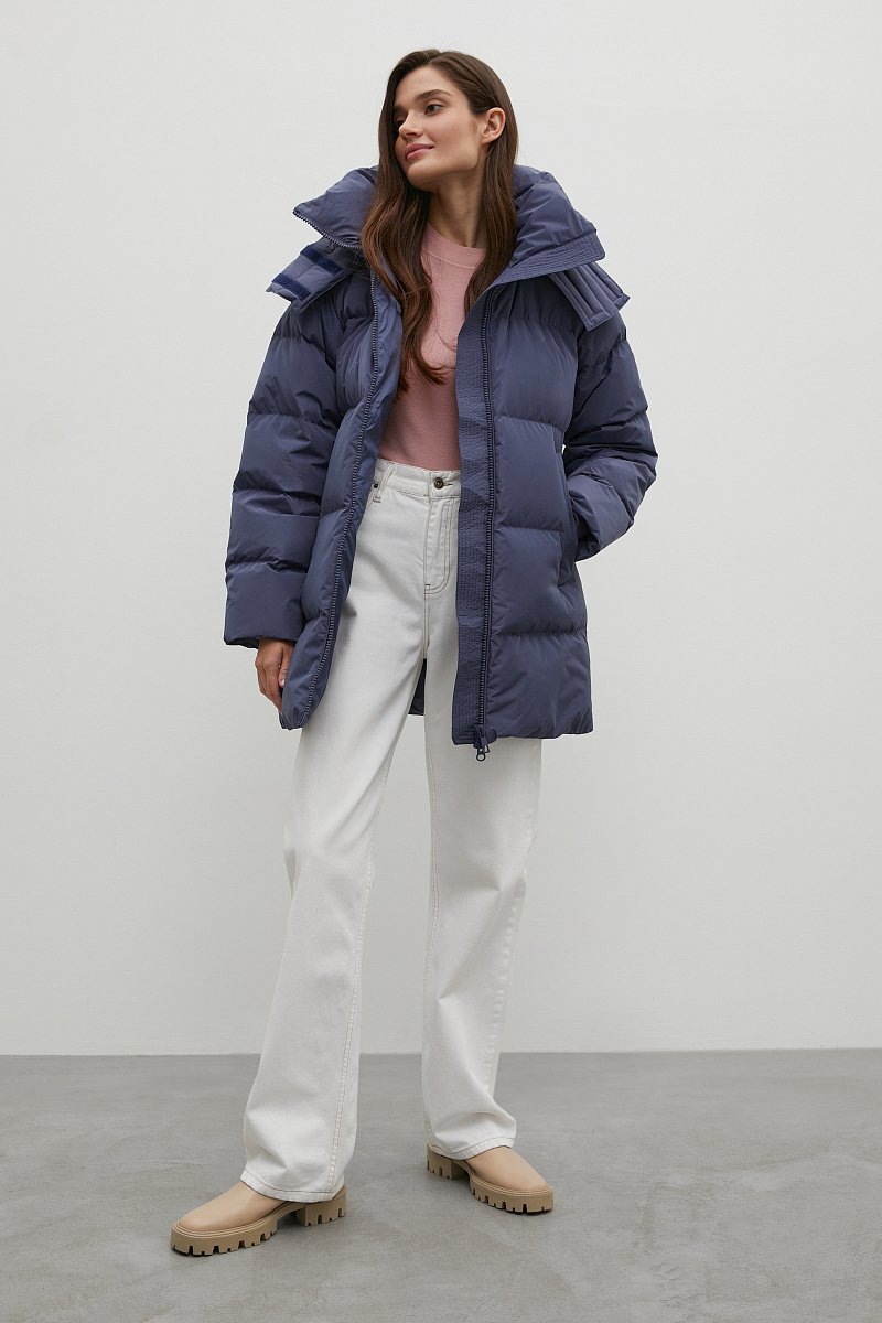 Стеганое пуховое пальто с капюшоном, Модель FWB110147, Фото №2