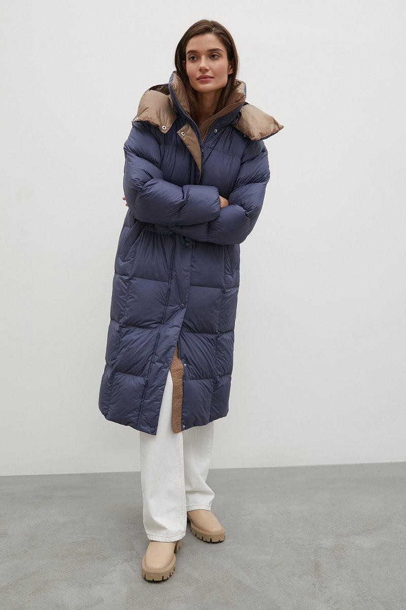 Стеганое пуховое пальто с капюшоном, Модель FWB11026, Фото №1