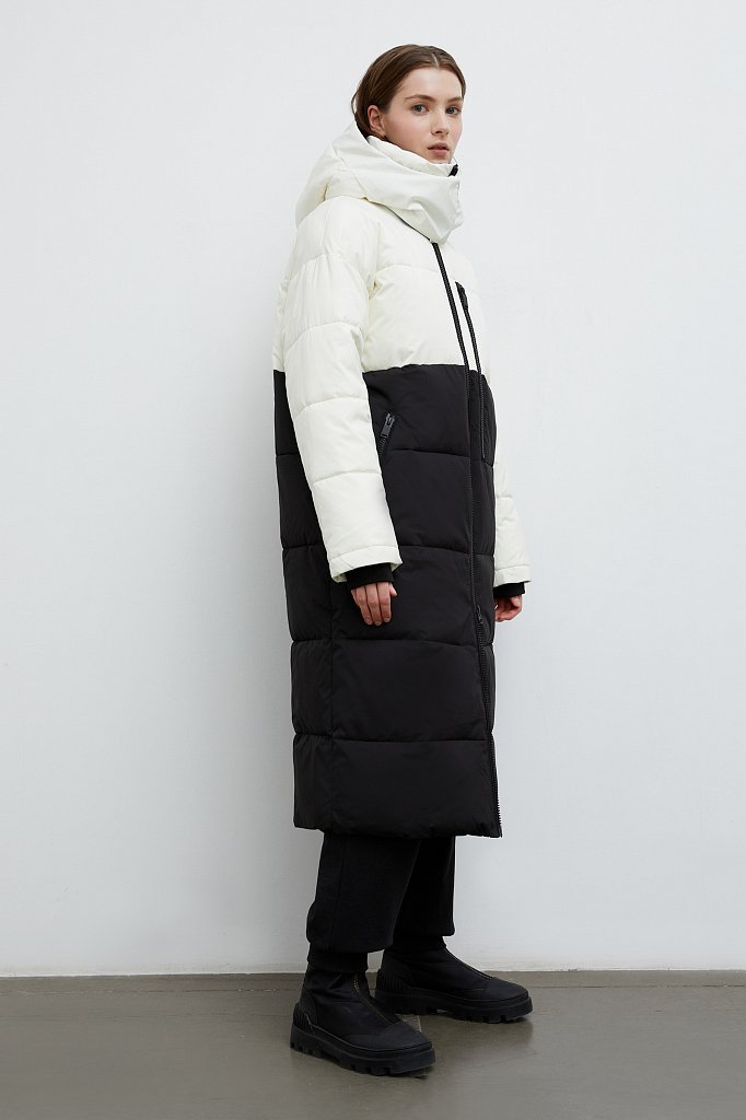 Двухцветное утепленное пальто, Модель FWB11003, Фото №4