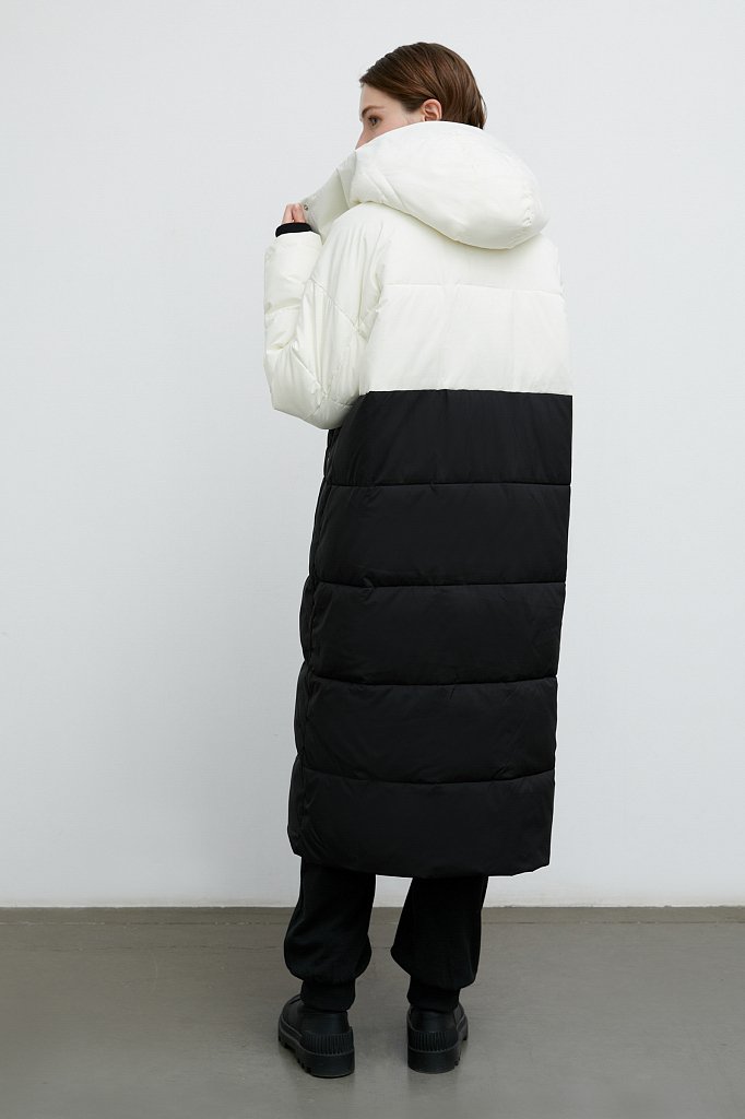 Двухцветное утепленное пальто, Модель FWB11003, Фото №6