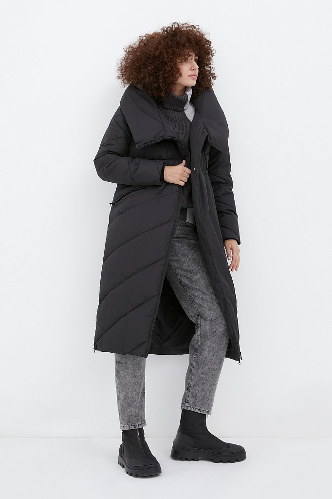 Утепленное пальто женское с капюшоном, Модель FWB11010, Фото №3