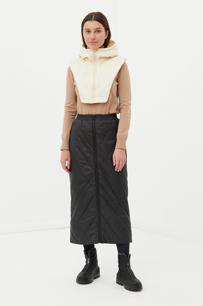 Утепленная стеганая юбка женская длины миди, Модель FWB110117, Фото №1