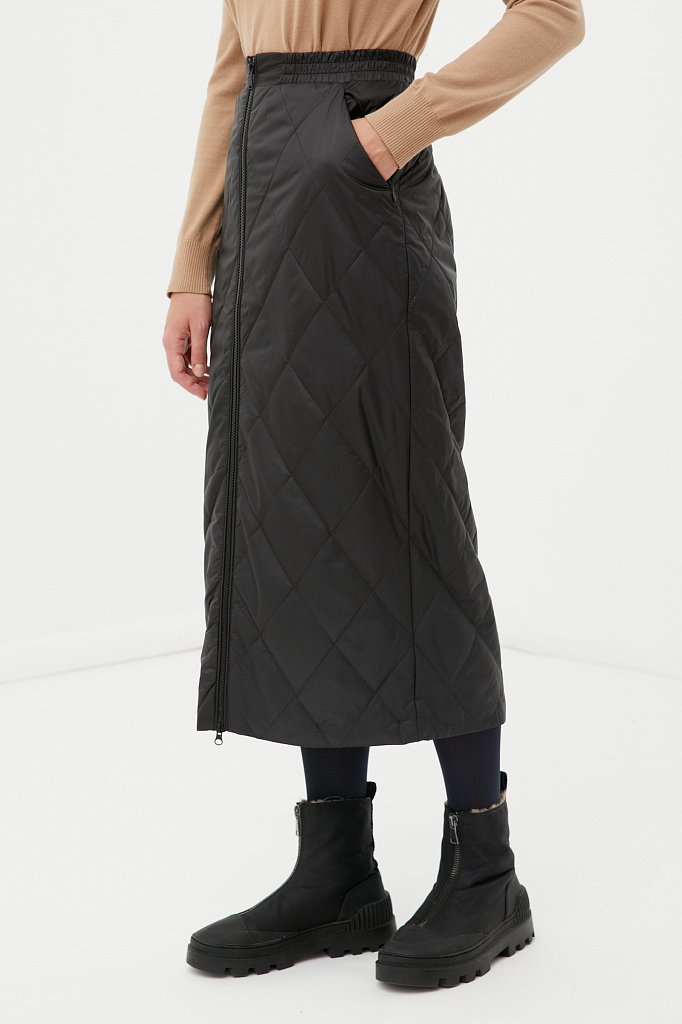 Утепленная стеганая юбка женская длины миди, Модель FWB110117, Фото №3