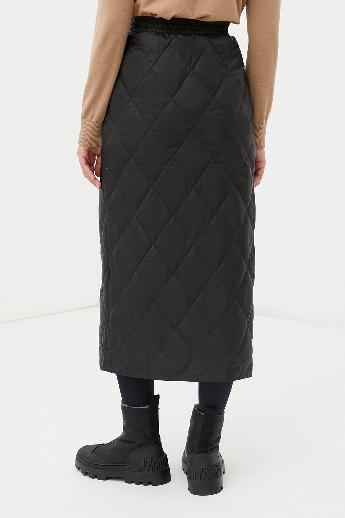 Утепленная стеганая юбка женская длины миди, Модель FWB110117, Фото №4