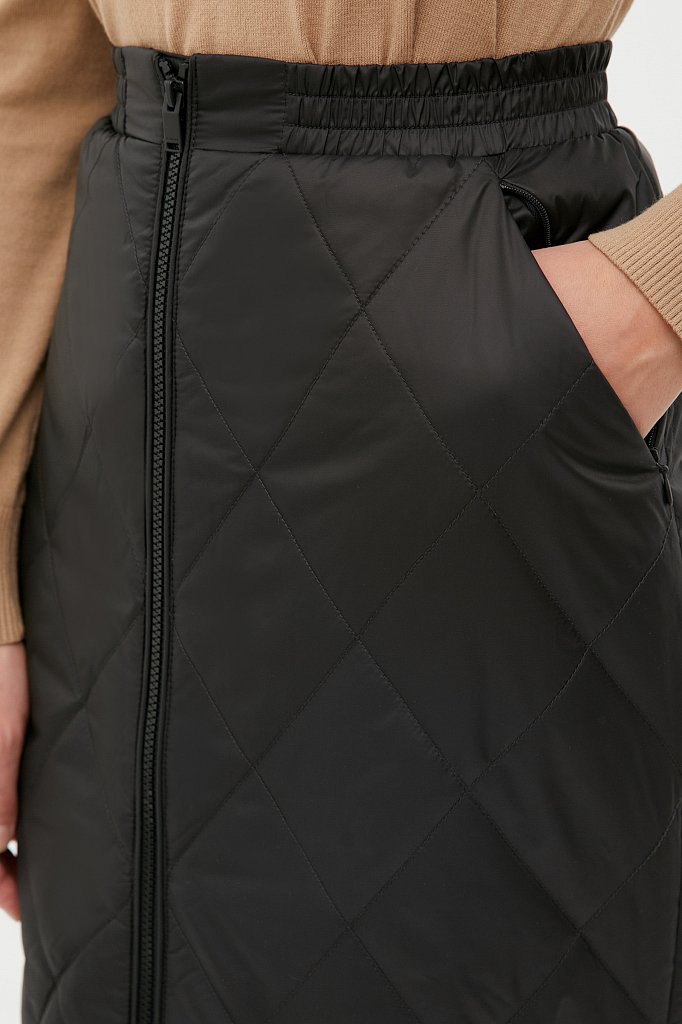 Утепленная стеганая юбка женская длины миди, Модель FWB110117, Фото №5