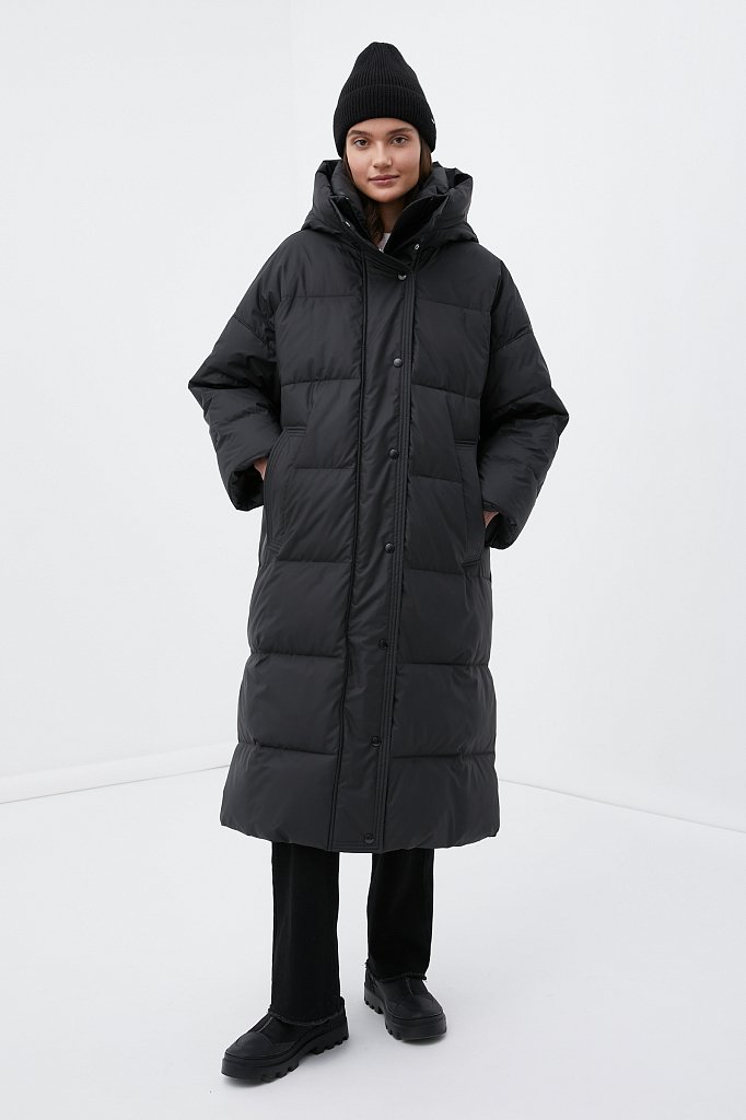 Утепленное пальто женское с капюшоном, Модель FWB110119, Фото №1