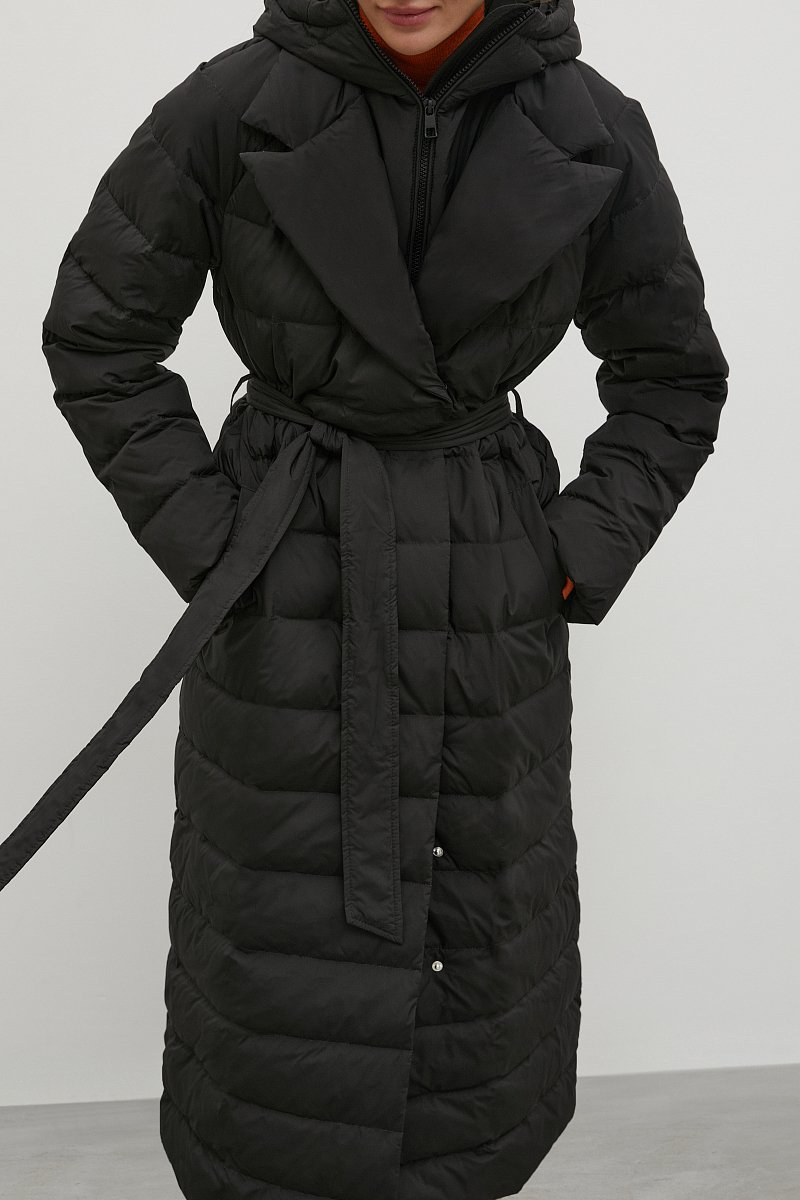 Стеганое пуховое пальто  с капюшоном, Модель FWB11012, Фото №3