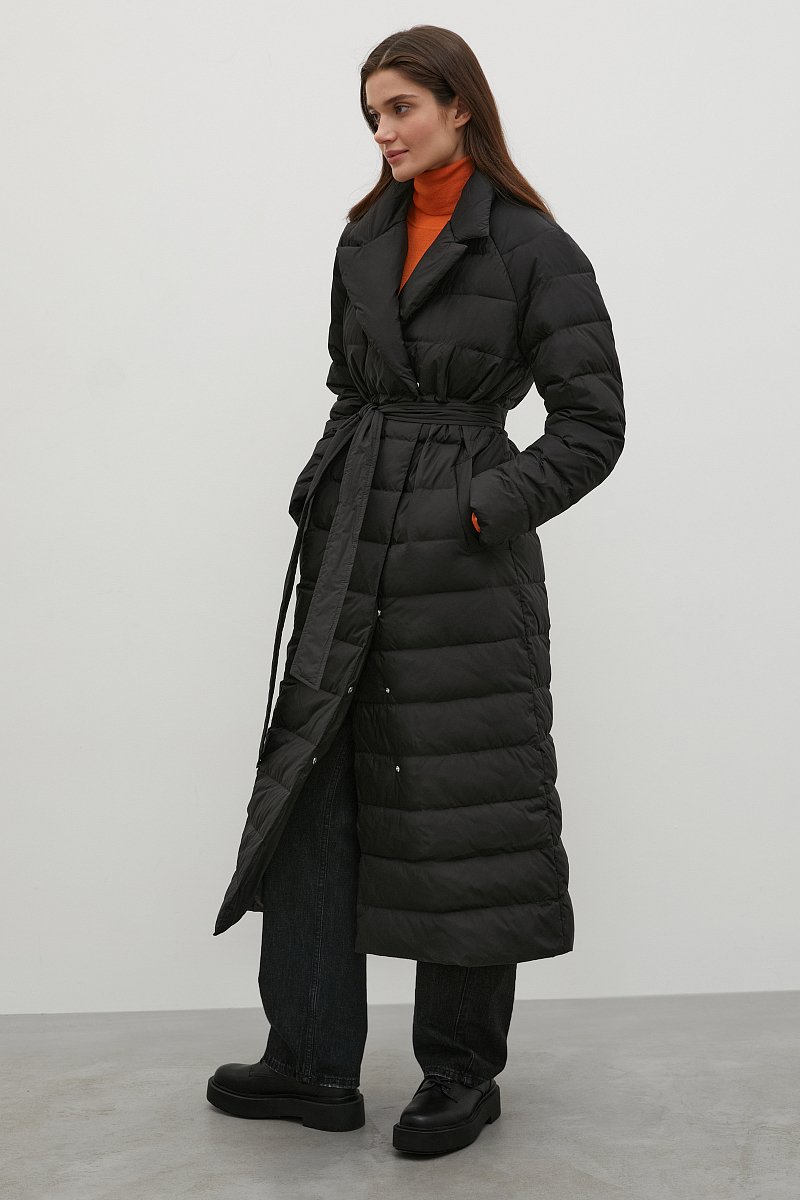 Стеганое пуховое пальто  с капюшоном, Модель FWB11012, Фото №4