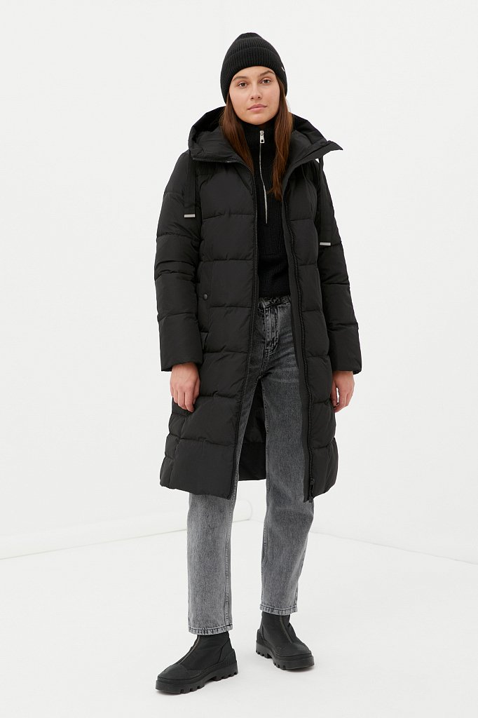 Пуховое пальто женское с капюшоном, Модель FWB110141, Фото №2