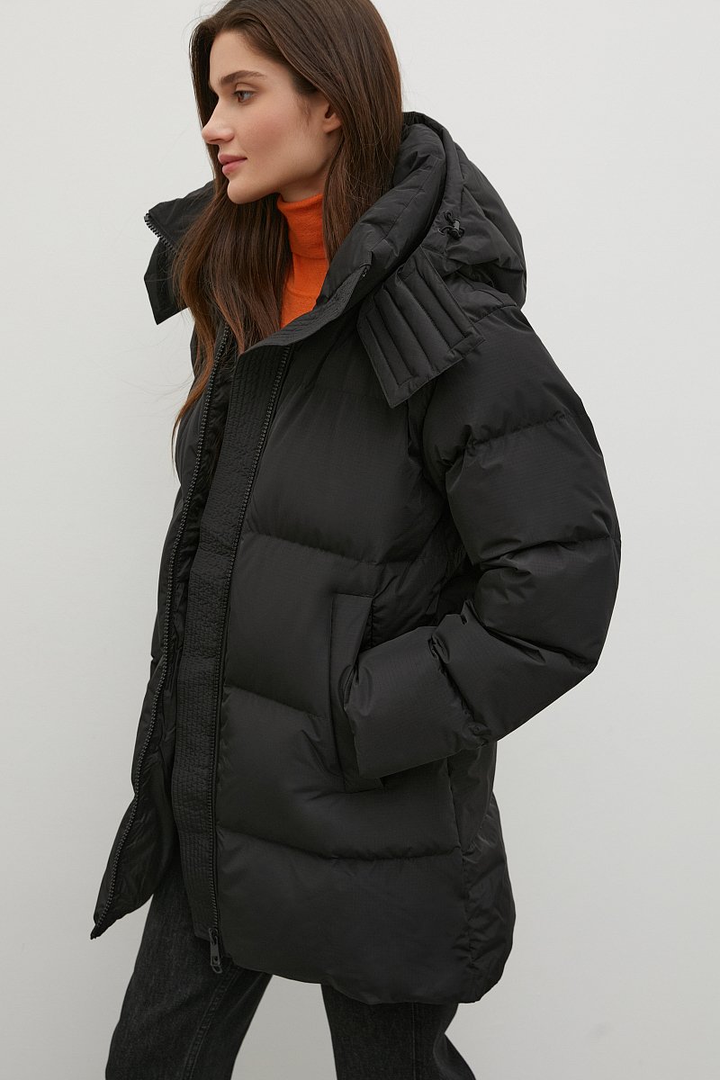 Стеганое пуховое пальто с капюшоном, Модель FWB110147, Фото №4