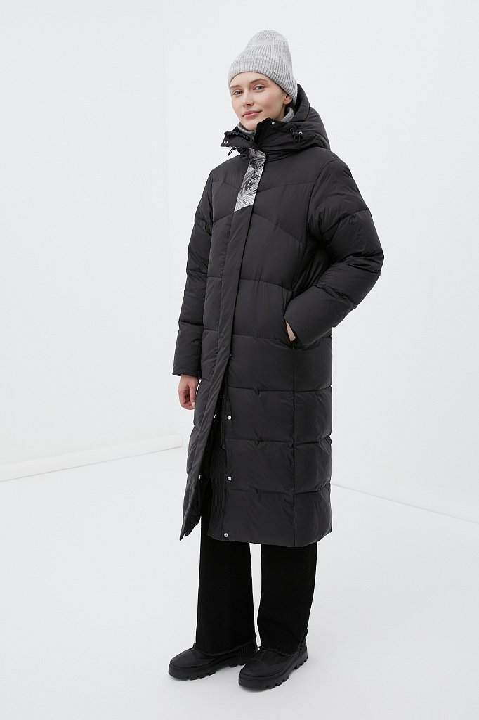 Пуховое пальто женское с капюшоном, Модель FWB11014, Фото №3
