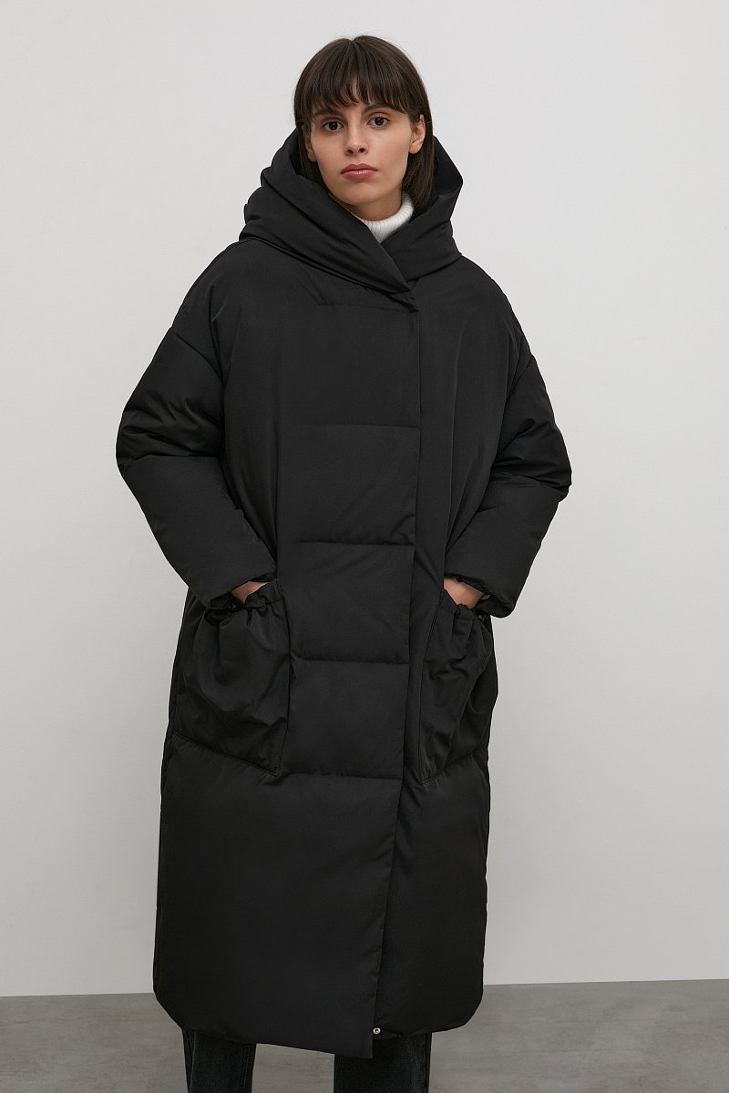 Пуховое пальто  с капюшоном, Модель FWB11023, Фото №1