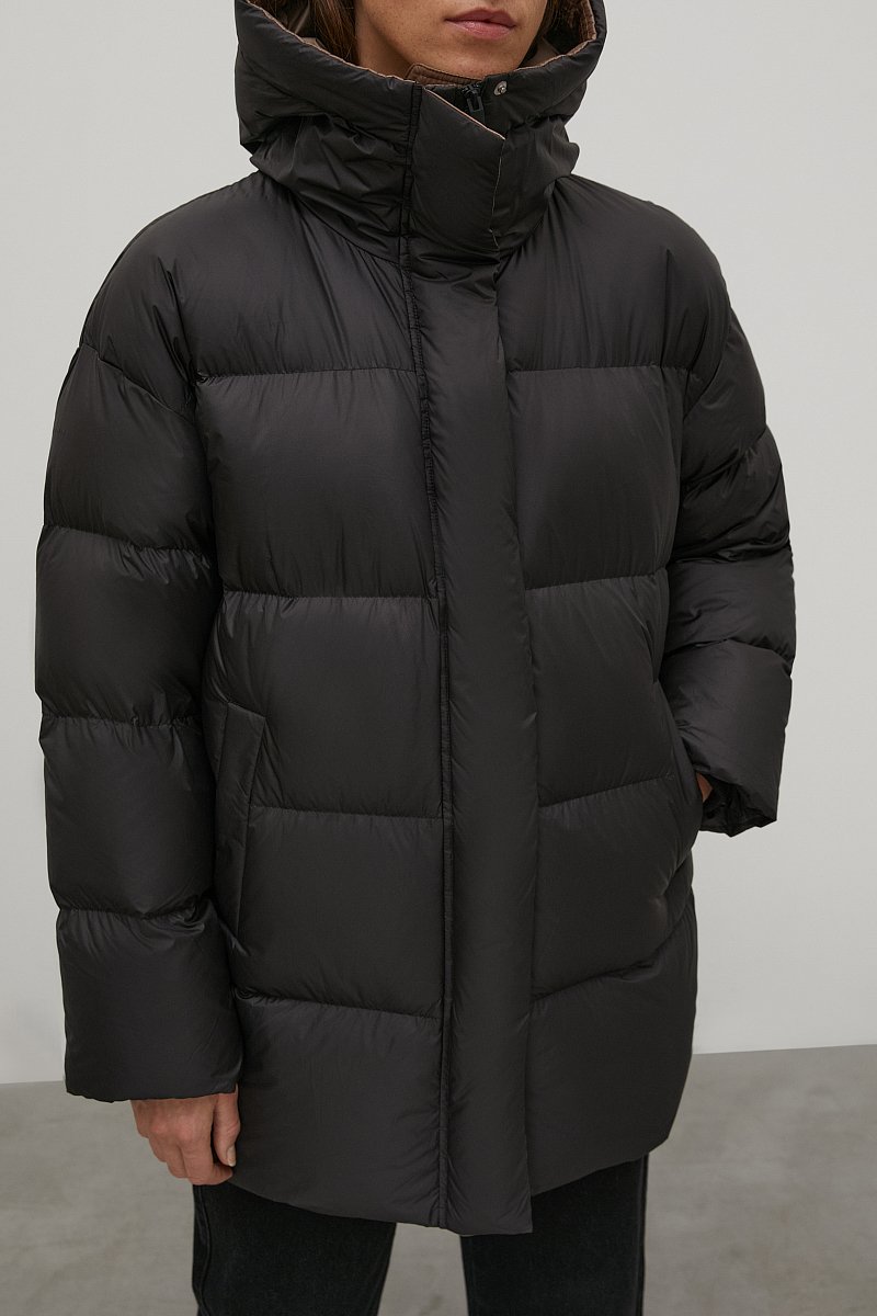 Стеганое пуховое пальто с капюшоном, Модель FWB11025, Фото №3
