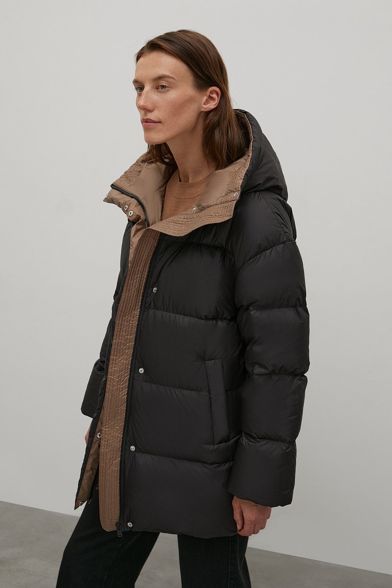 Стеганое пуховое пальто с капюшоном, Модель FWB11025, Фото №4