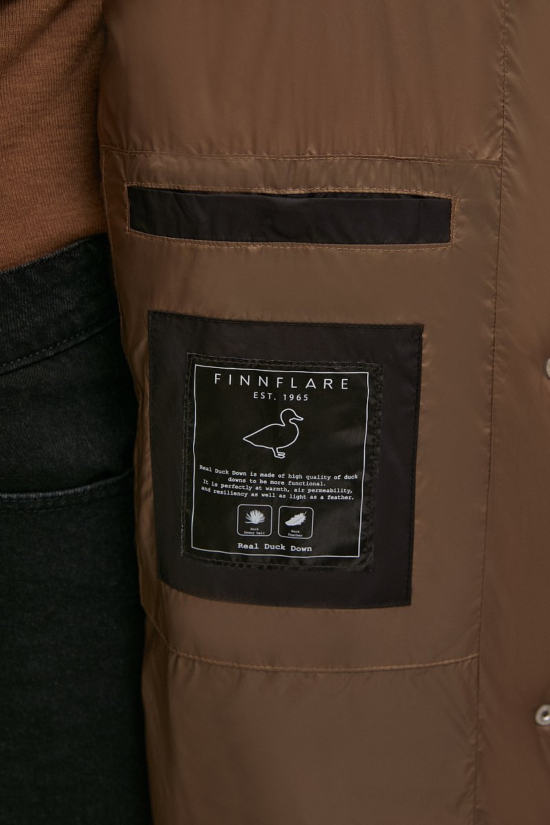 Стеганое пуховое пальто с капюшоном, Модель FWB11025, Фото №6