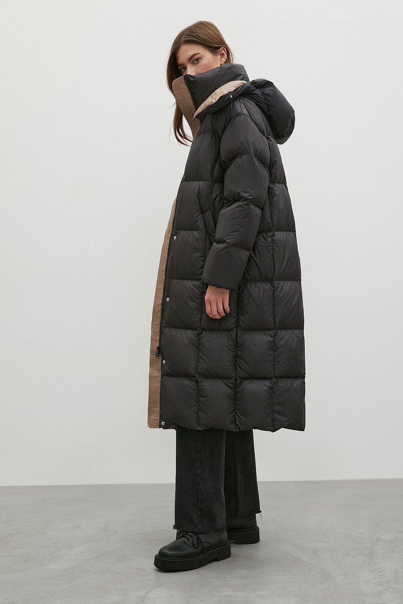 Стеганое пуховое пальто с капюшоном, Модель FWB11026, Фото №2