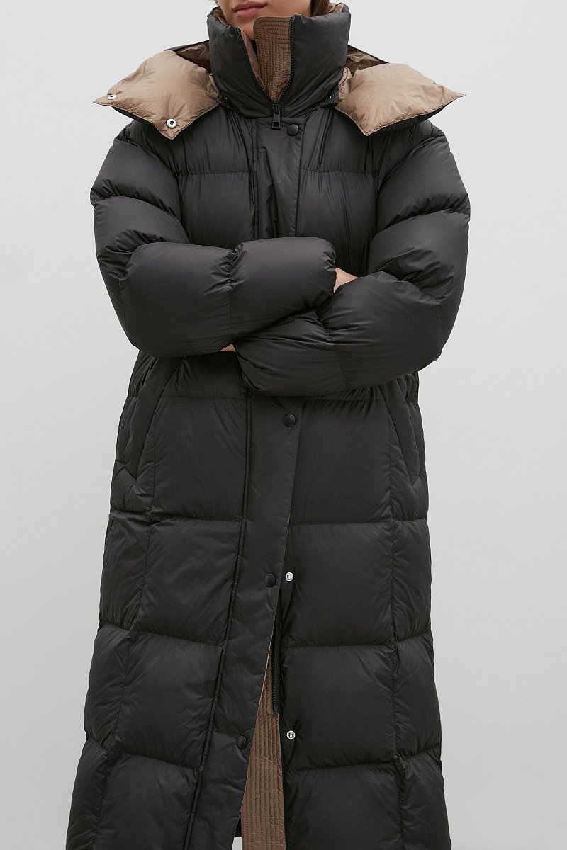 Стеганое пуховое пальто с капюшоном, Модель FWB11026, Фото №3