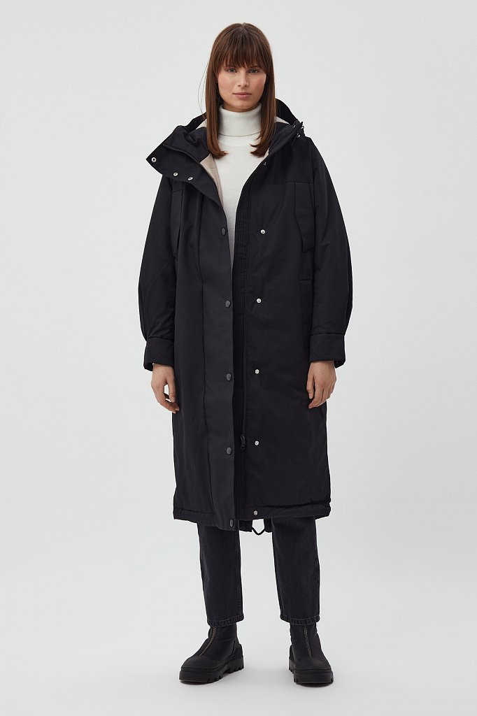 Утепленное пальто с капюшоном, Модель FWB11030, Фото №2