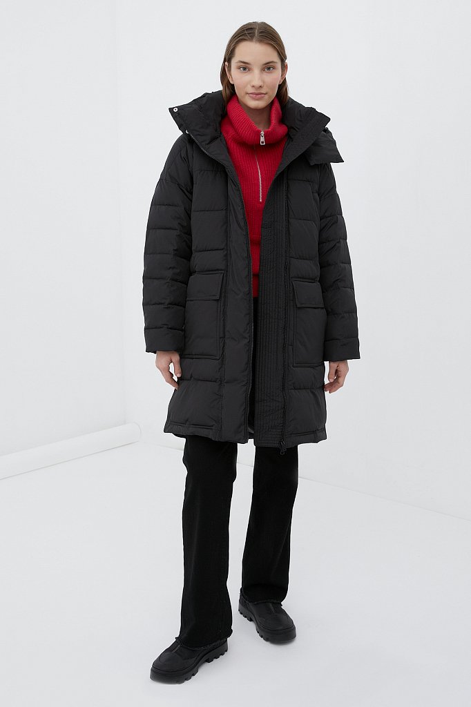Утепленное пальто женское с капюшоном, Модель FWB11031, Фото №2