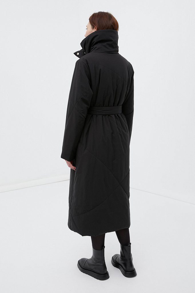 Утепленное пальто женское с высоким воротом, Модель FWB11032, Фото №4