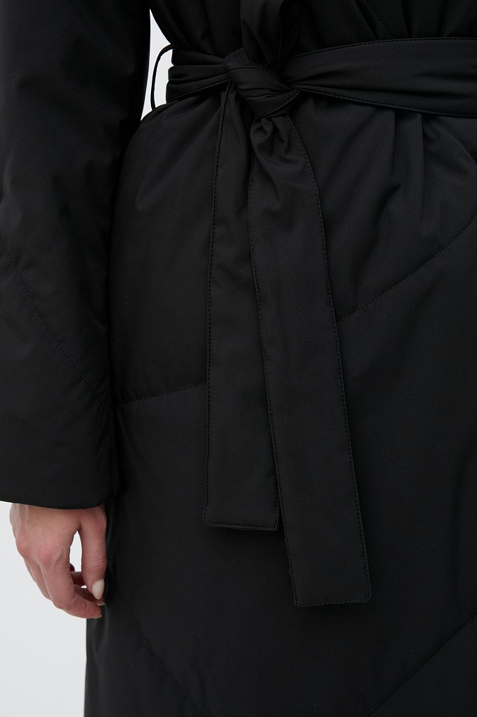 Утепленное пальто женское с высоким воротом, Модель FWB11032, Фото №6