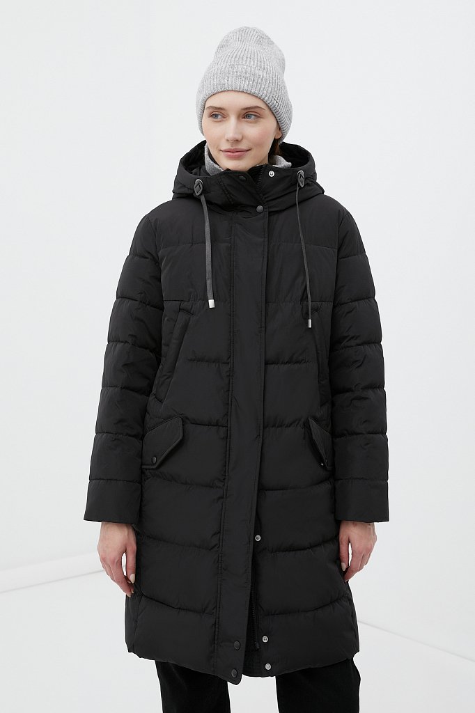 Утепленное пальто женское с капюшоном, Модель FWB11068, Фото №1