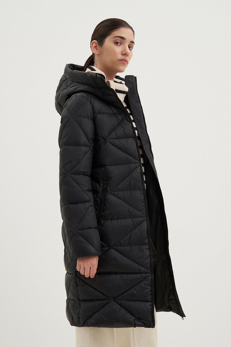 Стеганое утепленное пальто с капюшоном, Модель FWB11075, Фото №4