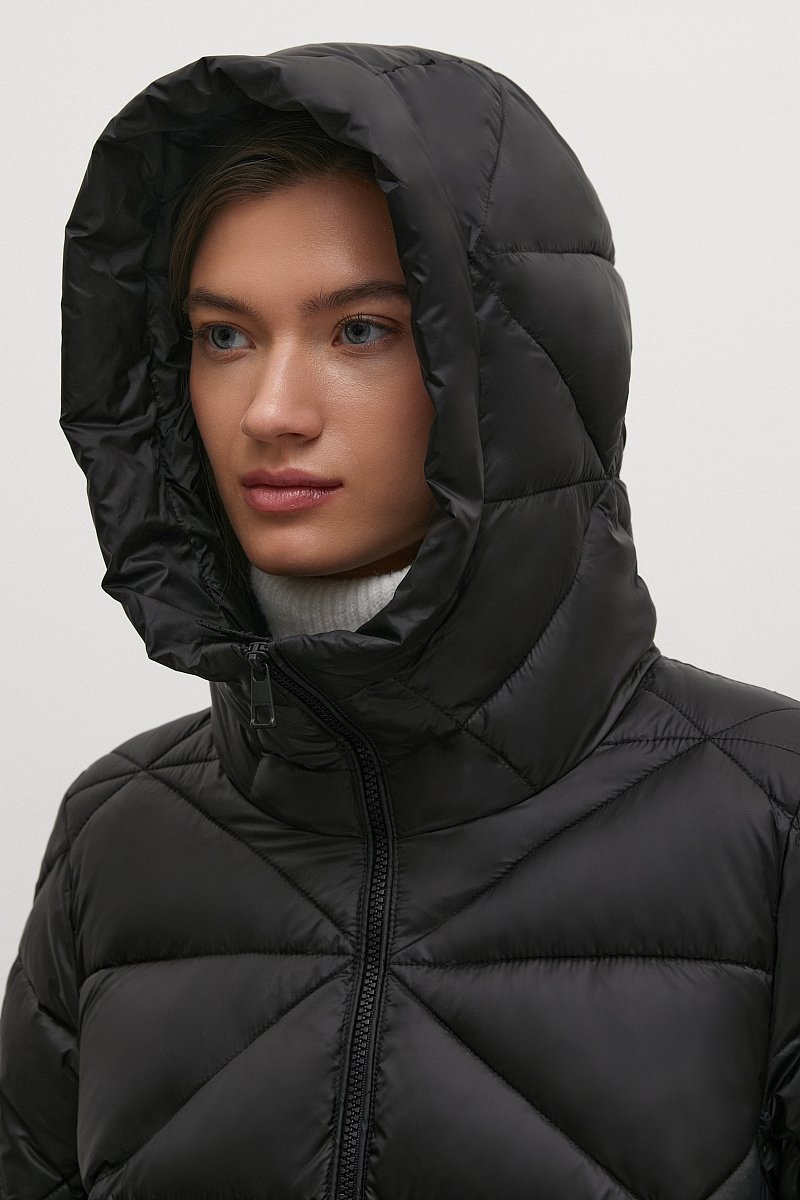 Стеганое утепленное пальто с капюшоном, Модель FWB11075, Фото №8