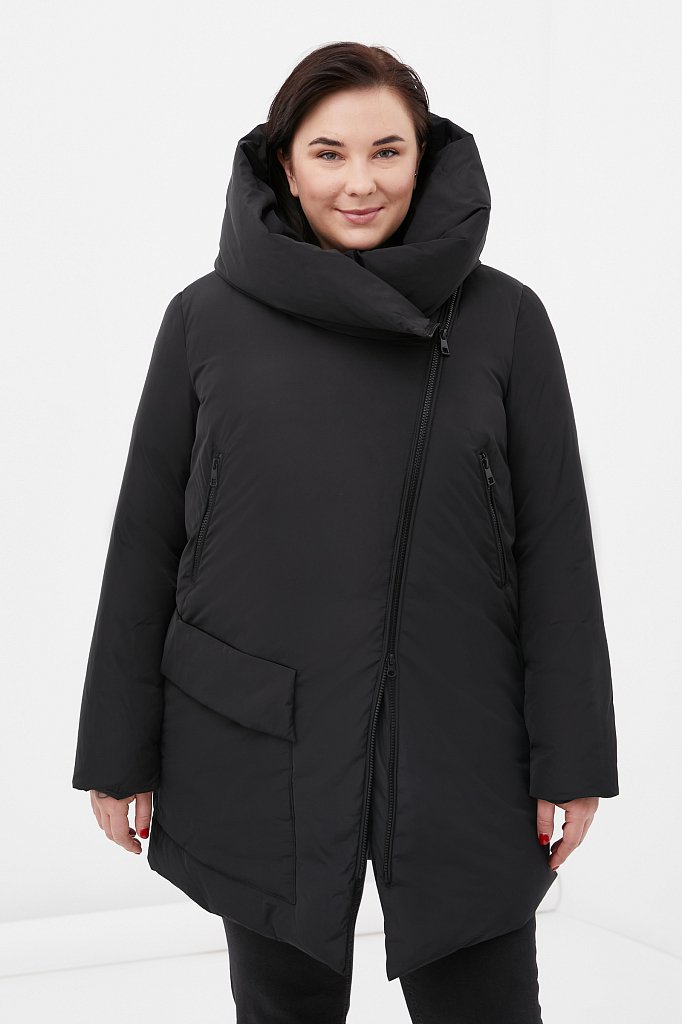 Пуховое пальто женское с капюшоном, Модель FWB160135, Фото №1