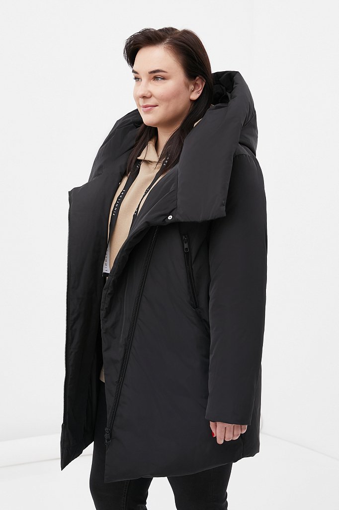 Пуховое пальто женское с капюшоном, Модель FWB160135, Фото №3