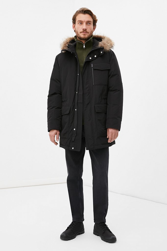 Пуховое пальто мужское с мехом, Модель FWB21018, Фото №2