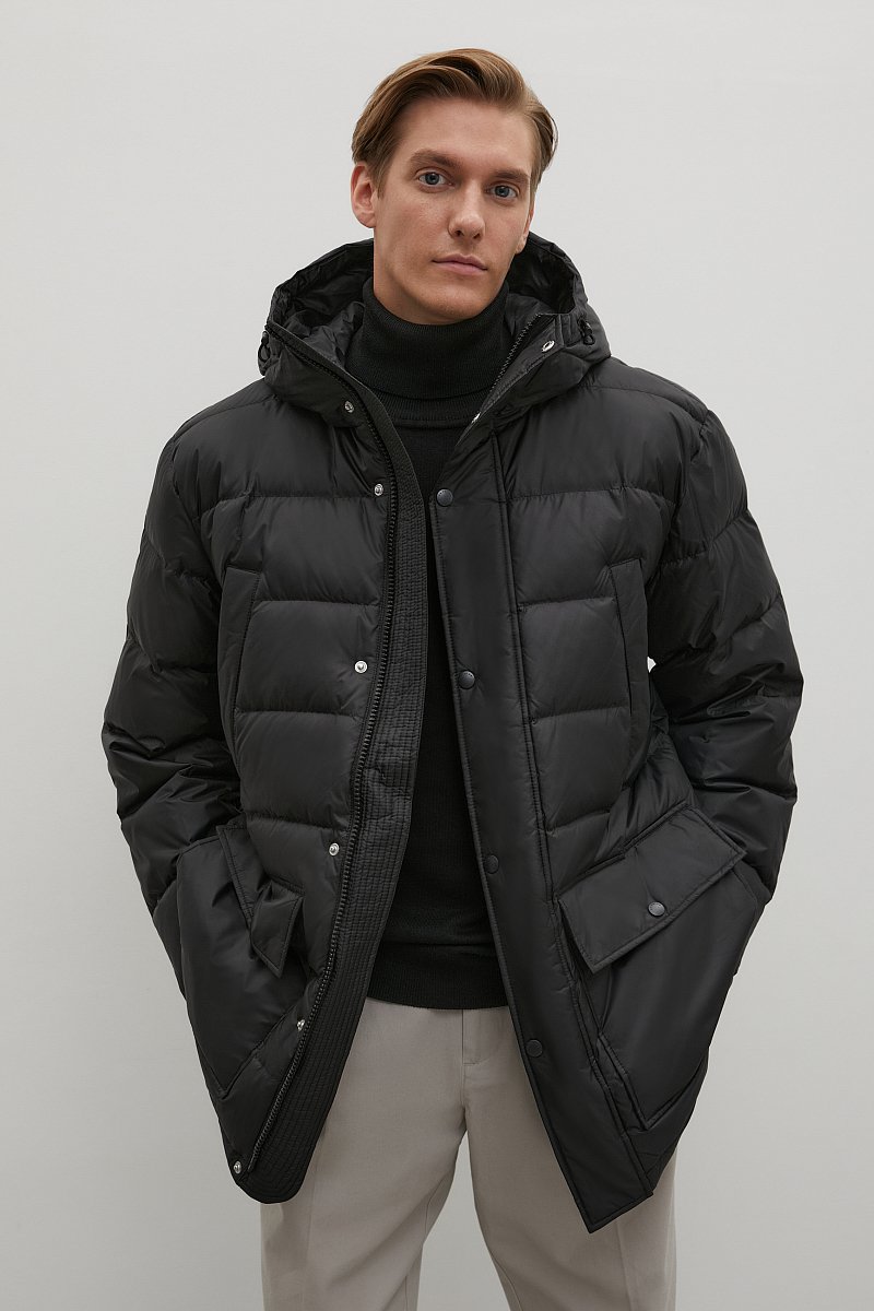 Пуховое пальто с капюшоном, Модель FWB21072, Фото №1